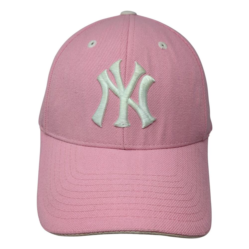 NY Logo Strapback Baseball Cap Pink One Size Adjustable Embroidered Danelley